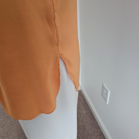 Ann Taylor Ruffle Sleeve Blouse Soft Orange Peach Romantic Flowy Flutter Top M - Picture 8 of 16